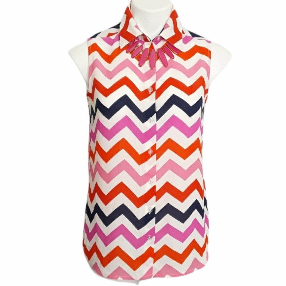 Zac & Rachel Sleeveless Chevron Blouse EUC sz S